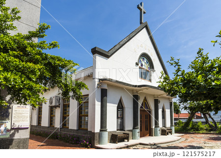 Building view of the Beimenyu Church in Tainan, Taiwan. it was built for local people who suffered from Blackfoot Disease. Building view of the Beimenyu Church in Tainan, Taiwan. it was built for local people who suffered from Blackfoot Disease. 121575217