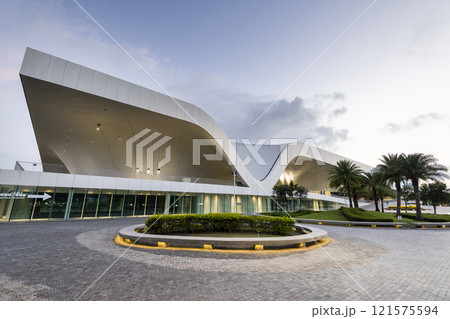 Night view of the National Kaohsiung Center for the Arts (Weiwuying), Taiwan. The site was originally a military compound and was reconstructed as an arts center. Night view of the National Kaohsiung Center for the Arts (Weiwuying), Taiwan. The site was originally a military compound and was reconstructed as an arts center. 121575594