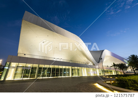 Night view of the National Kaohsiung Center for the Arts (Weiwuying), Taiwan. The site was originally a military compound and was reconstructed as an arts center. Night view of the National Kaohsiung Center for the Arts (Weiwuying), Taiwan. The site was originally a military compound and was reconstructed as an arts center. 121575787