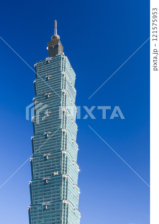 Close-up of Taipei 101 skyscraper in Taipei, Taiwan, the tallest building in Taiwan. Close-up of Taipei 101 skyscraper in Taipei, Taiwan, the tallest building in Taiwan. 121575953