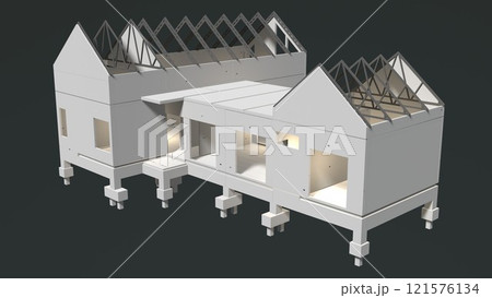 3D illustration of building and construction 121576134