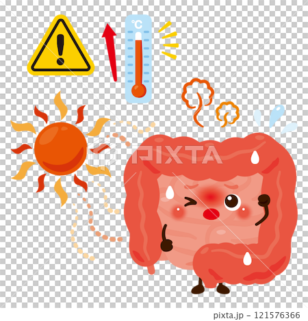 Intestine character exhausted by heat 121576366