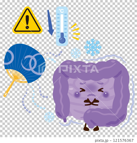 Intestine character feeling unwell due to cold weather 121576367