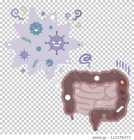 Illustration of a virus-infected intestine Illustration of a virus-infected intestine 121576373