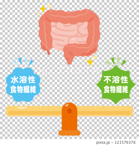 Balanced dietary fiber and healthy intestines illustration 121576378