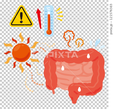 Illustration of intestines exhausted by heat 121576383