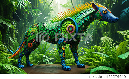 龍の口から飛び立つ後ろ姿の龍 121576640