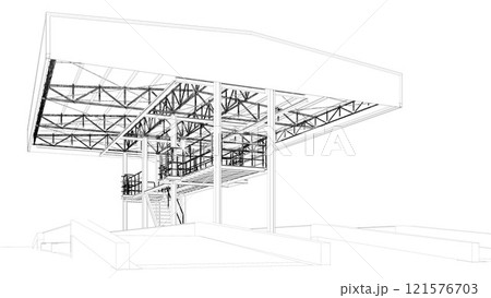 3D illustration of truck weight scale 121576703