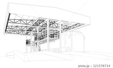 3D illustration of truck weight scale 121576714