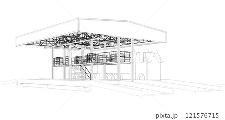 3D illustration of truck weight scale 121576715