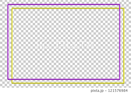 A shiny, glossy yellow frame with purple square wires layered over it. 121576984