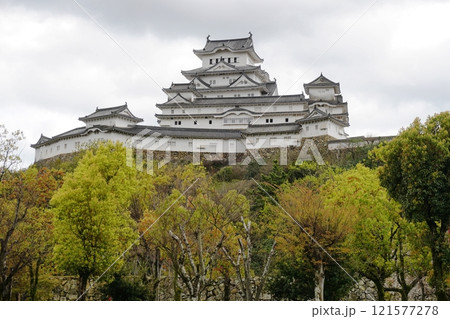 シロトピア記念公園からの姫路城北面の石垣と天守閣の景色　Ver2 121577278