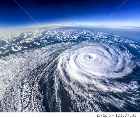 超上空から見た台風のイメージ素材 121577533