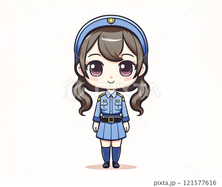 ちびキャラ　婦警さんの女性のイメージ素材 121577616
