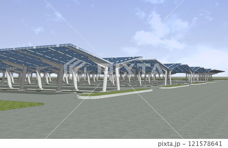 3D illustration of parking and carport 121578641