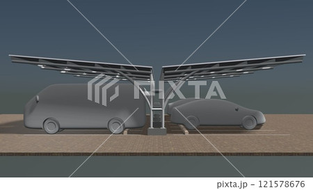 3D illustration of parking and carport 121578676