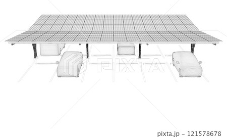3D illustration of parking and carport 121578678