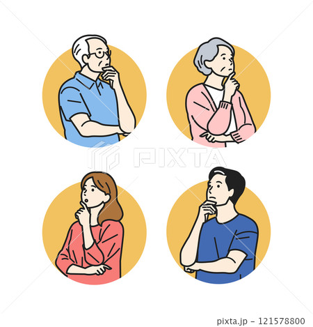 上を向いて考える人_丸 121578800