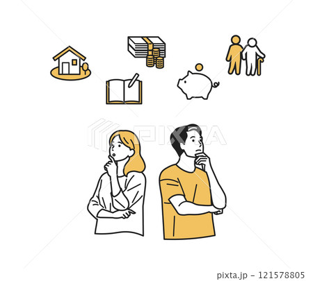 三大資金について上を向いて考える人_上半身 121578805