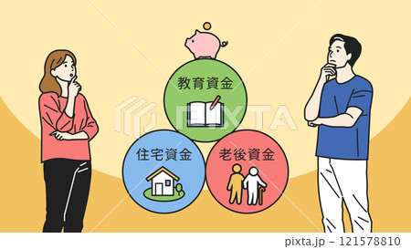 三大資金について上を向いて考える人_上半身 三大資金について上を向いて考える人_上半身 121578810