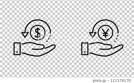 用手和貨幣的現金回饋圖標 121579170