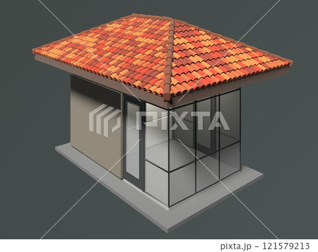 3D illustration of security booth 121579213