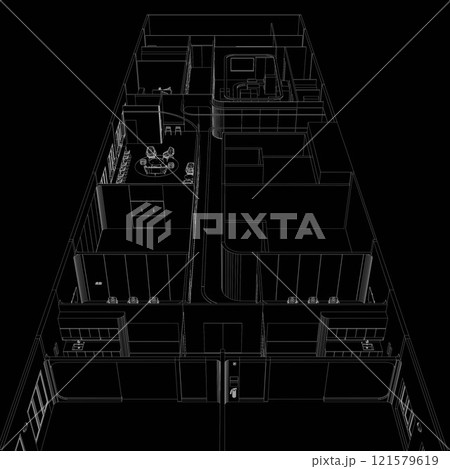 3D illustration of building project 121579619