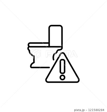Breakdown of the toilet linear icon. Plumbing. Thin line customizable illustration. Contour symbol. Vector isolated outline drawing. Editable stroke 121580284