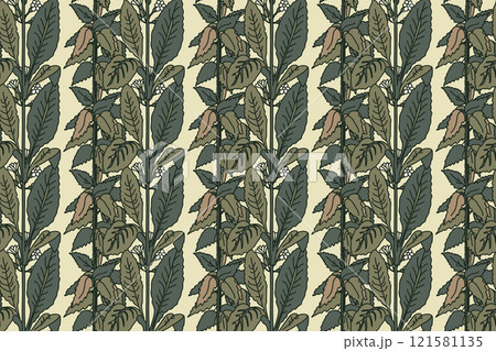 Abstract floral botanical seamless pattern vector illustration.Trendy plants and flowers repeat in nature pastel colors. Graphic design background for textile cover wrapping pack wedding invitation Abstract floral botanical seamless pattern vector illustration.Trendy plants and flowers repeat in nature pastel colors. Graphic design background for textile cover wrapping pack wedding invitation 121581135