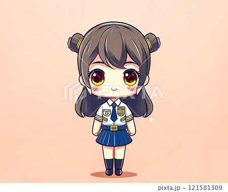 ちびキャラ　婦警の女性のイメージ素材 121581309