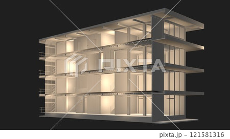 3D illustration of building structure 121581316