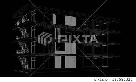 3D illustration of building structure 121581320