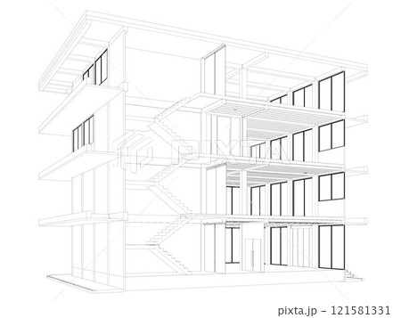 3D illustration of building structure 121581331
