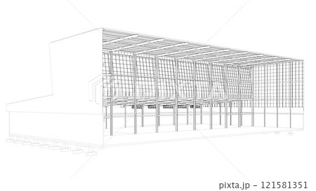 3D illustration of building structure 121581351