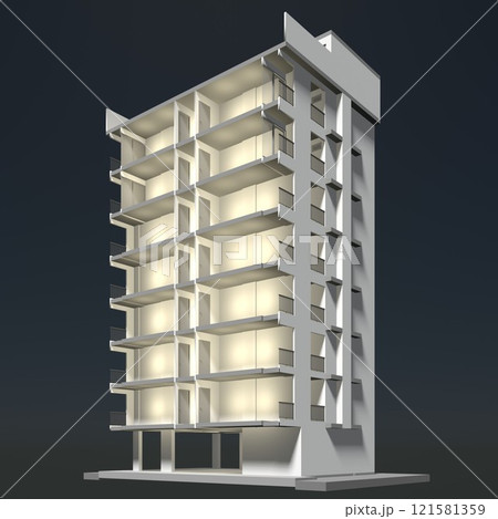 3D illustration of building structure 121581359