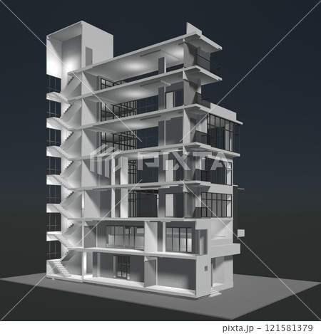3D illustration of building structure 121581379