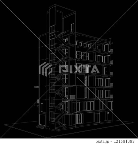 3D illustration of building structure 121581385