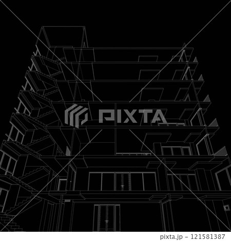 3D illustration of building structure 121581387
