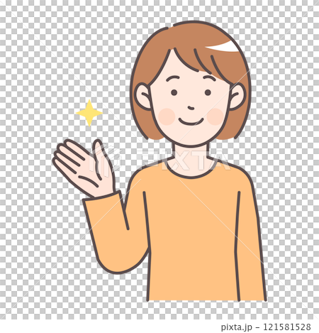 提供指導的女性上半身插圖 121581528