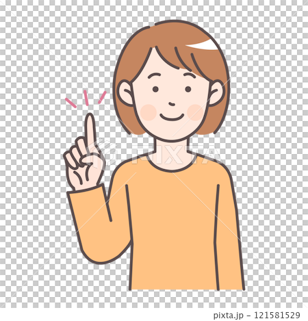 一個女人的上半身指點的插圖 121581529