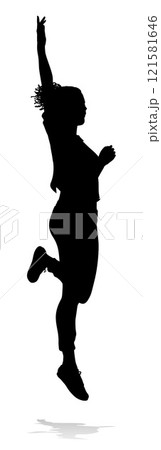 Happy Woman Jumping For Joy Silhouette Person Happy Woman Jumping For Joy Silhouette Person 121581646