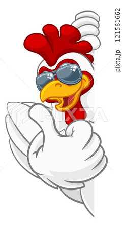 Chicken Rooster Cockerel Bird Sunglasses Cartoon 121581662