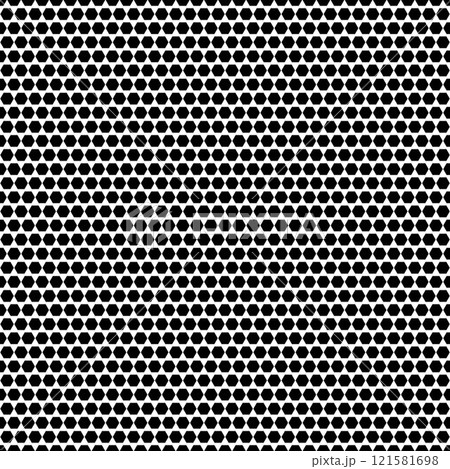 Seamless texture perforated pattern metal surface with hexagons. 121581698