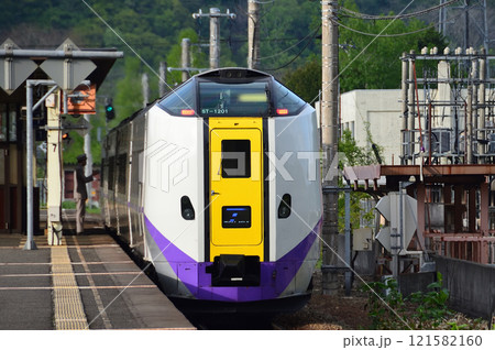 出発信号機と戸閉表示灯を確認して新夕張駅を出発する特急「とかち」(後追い) 出発信号機と戸閉表示灯を確認して新夕張駅を出発する特急「とかち」(後追い) 121582160