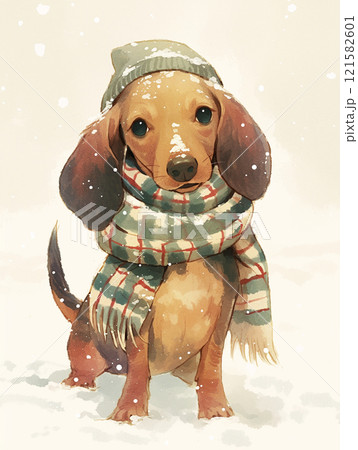 ダックスフンド｜マフラーのイラスト素材 [121582601] - PIXTA