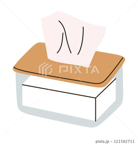 Tissue or laundry sheet dispenser vector illustration in flat cartoon style. Minimalist box with paper or fabric sheet, napkins for hygiene, laundry, home, and organization themes Tissue or laundry sheet dispenser vector illustration in flat cartoon style. Minimalist box with paper or fabric sheet, napkins for hygiene, laundry, home, and organization themes 121582711