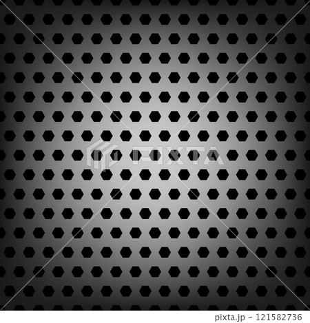 Perforated metal texture seamless pattern background with hexagons. 121582736