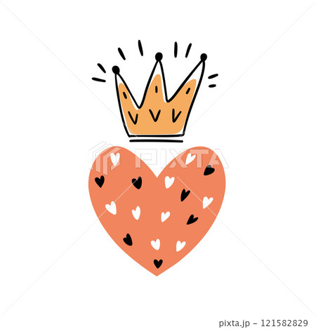 Crown over heart illustration, naive flat style vector illustration for valentine's day Crown over heart illustration, naive flat style vector illustration for valentine's day 121582829