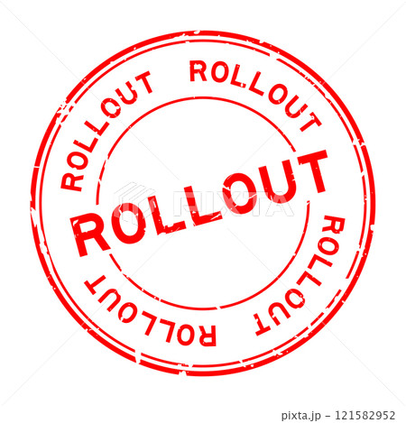 Grunge red rollout word round rubber seal stamp on white background Grunge red rollout word round rubber seal stamp on white background 121582952