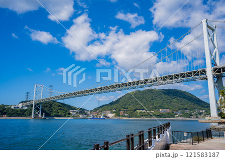 めかり観潮遊歩道から見る関門橋 めかり観潮遊歩道から見る関門橋 121583187